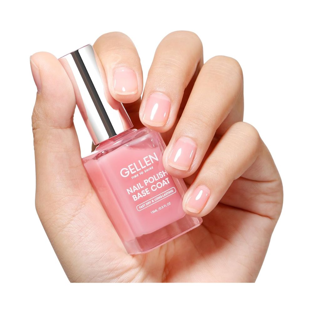 GELLEN Clear Nail Polish Base Coat Sheer Tinted Pink
