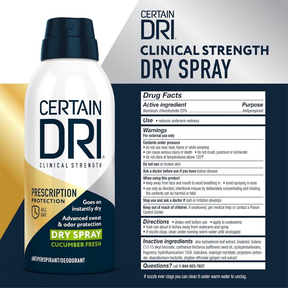 Certain Dri Prescription-Strength Clinical Antiperspirant Dry Spray